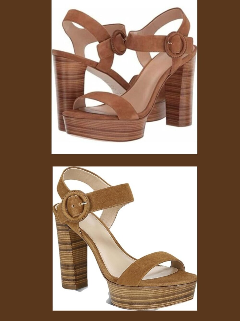 Via Spiga V-Ira City Toffee Suede Platform Heel Sandals Sz 9M NIB Italy